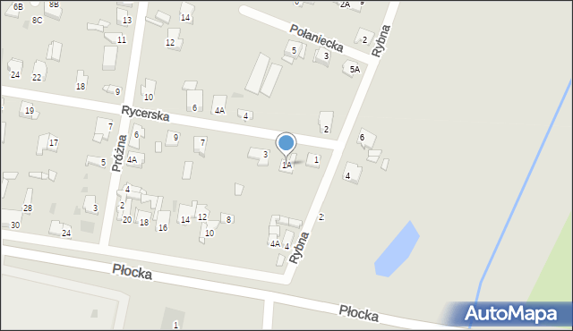 Sochaczew, Rycerska, 1A, mapa Sochaczew