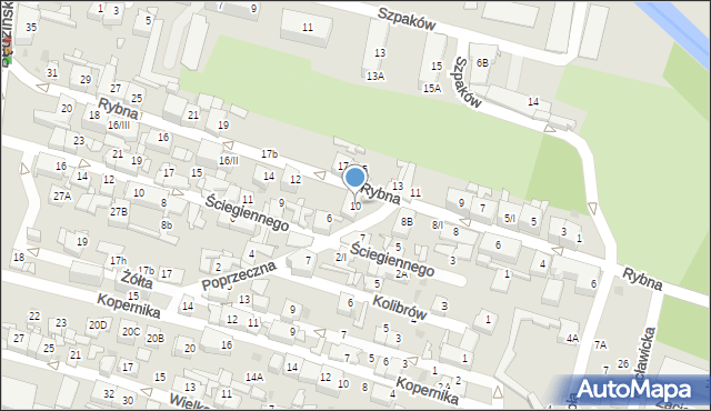 Sosnowiec, Rybna, 10, mapa Sosnowca