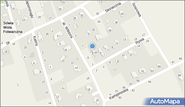 Sowia Wola Folwarczna, Rysia, 3, mapa Sowia Wola Folwarczna