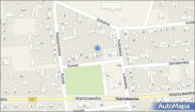 Stanisławów, Rynek, 21, mapa Stanisławów