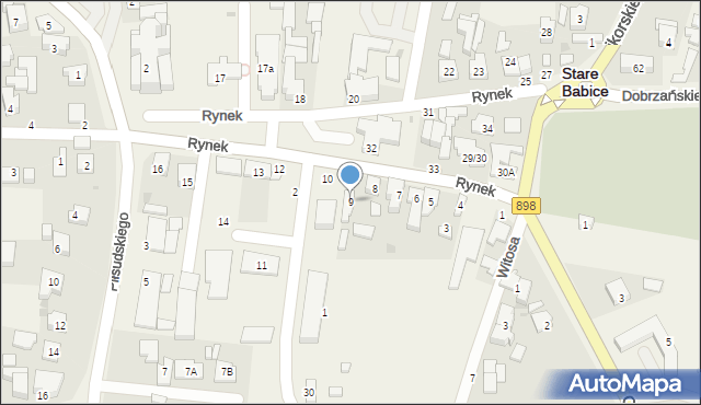 Stare Babice, Rynek, 9, mapa Stare Babice