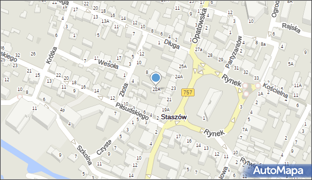 Staszów, Rynek, 22A, mapa Staszów