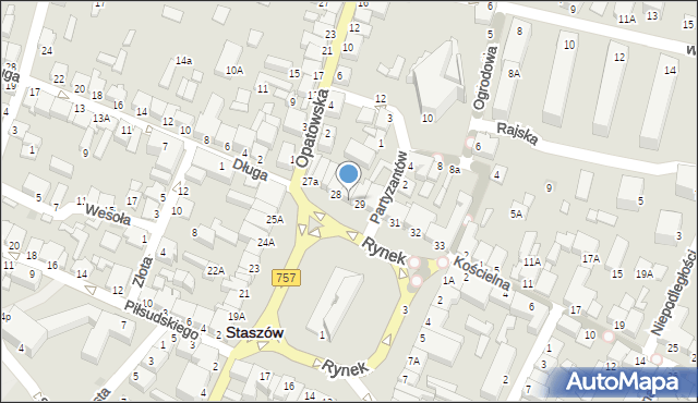 Staszów, Rynek, 28A, mapa Staszów