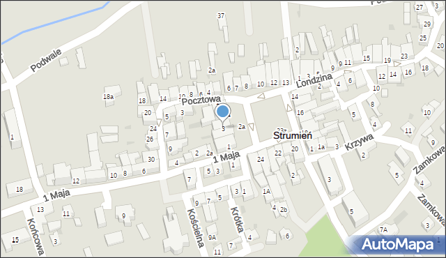 Strumień, Rynek, 3, mapa Strumień