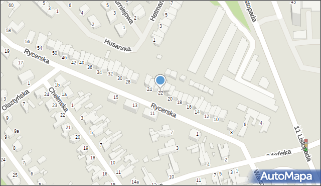 Świnoujście, Rycerska, 22, mapa Świnoujście