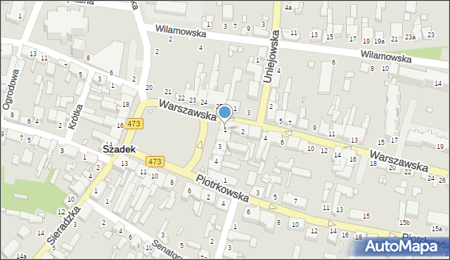 Szadek, Rynek, 1, mapa Szadek