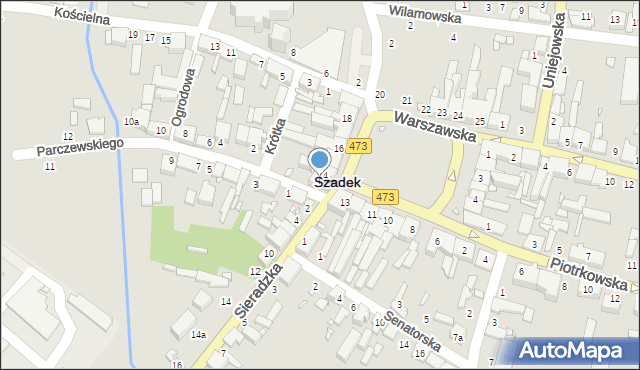 Szadek, Rynek, 14a, mapa Szadek