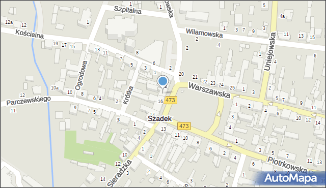 Szadek, Rynek, 17, mapa Szadek