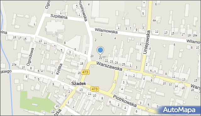 Szadek, Rynek, 21, mapa Szadek