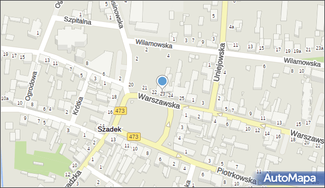 Szadek, Rynek, 23, mapa Szadek