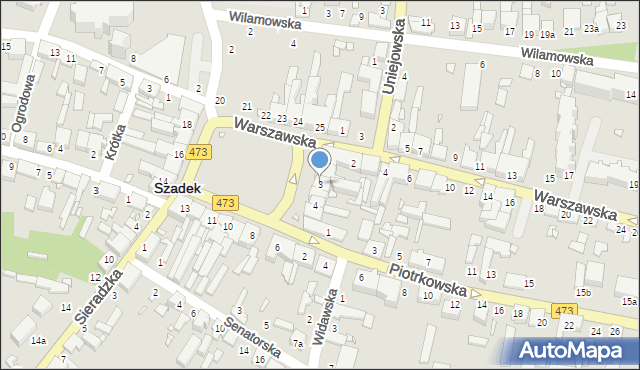 Szadek, Rynek, 3, mapa Szadek