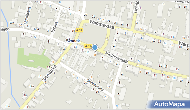 Szadek, Rynek, 8, mapa Szadek