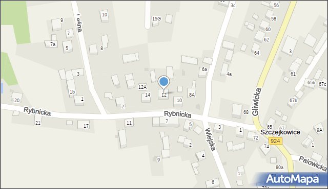 Szczejkowice, Rybnicka, 12, mapa Szczejkowice