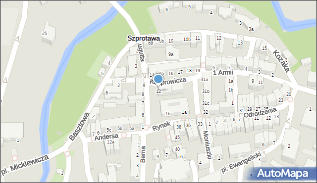 Szprotawa, Rynek, 12, mapa Szprotawa