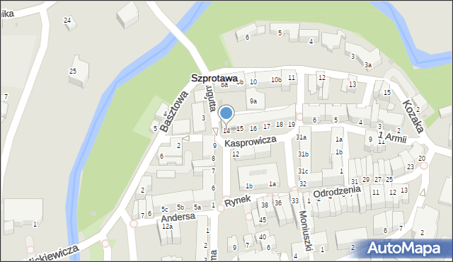 Szprotawa, Rynek, 14, mapa Szprotawa