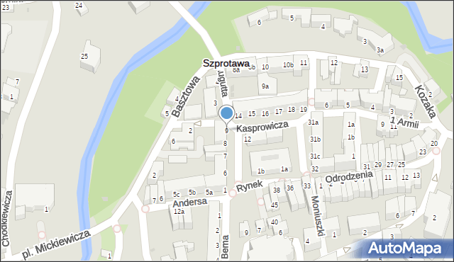 Szprotawa, Rynek, 9, mapa Szprotawa