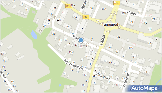 Tarnogród, Rynek, 11, mapa Tarnogród