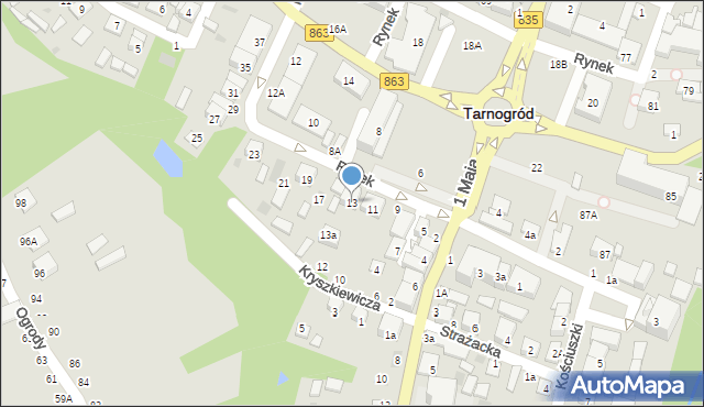 Tarnogród, Rynek, 13, mapa Tarnogród