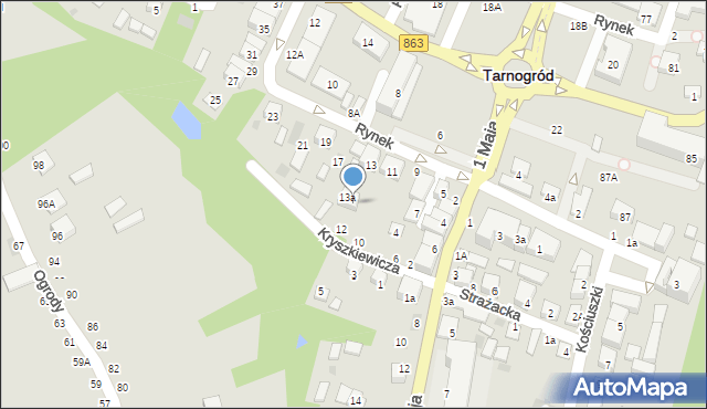 Tarnogród, Rynek, 13b, mapa Tarnogród