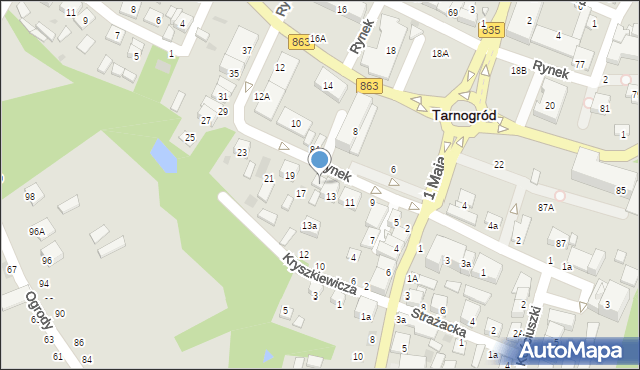 Tarnogród, Rynek, 15, mapa Tarnogród