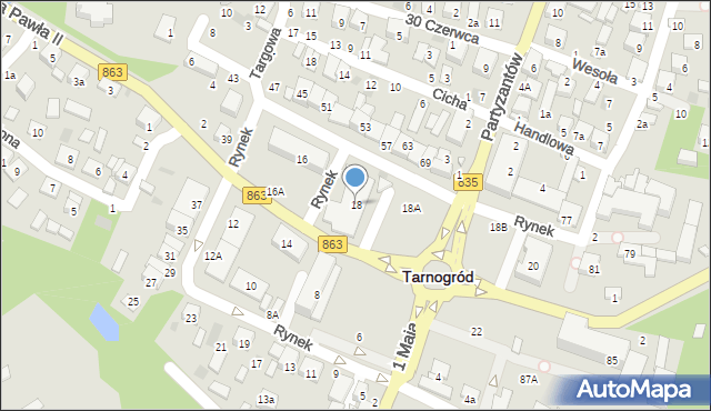 Tarnogród, Rynek, 18, mapa Tarnogród