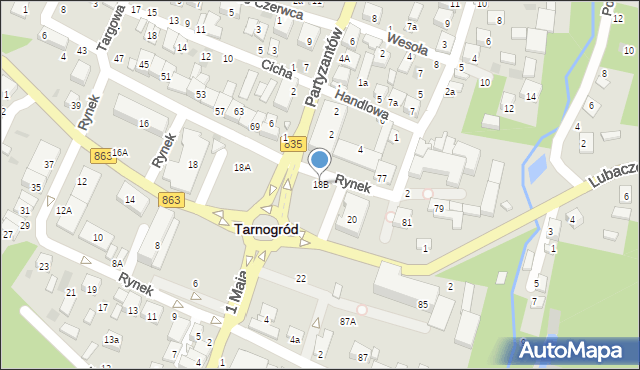 Tarnogród, Rynek, 18B, mapa Tarnogród