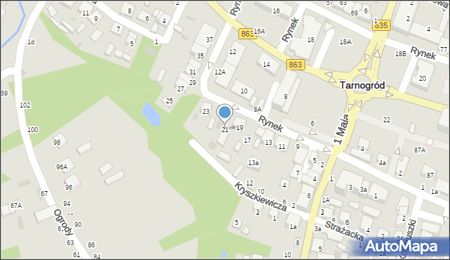 Tarnogród, Rynek, 21, mapa Tarnogród