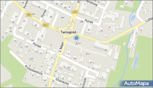 Tarnogród, Rynek, 22, mapa Tarnogród