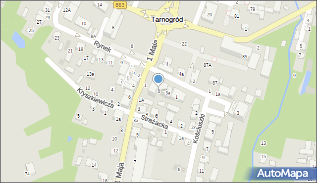 Tarnogród, Rynek, 3, mapa Tarnogród