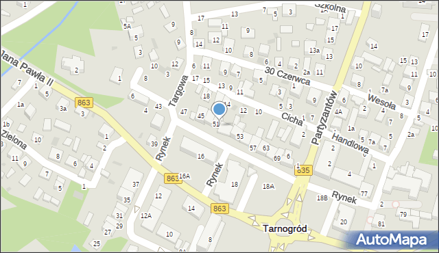 Tarnogród, Rynek, 36, mapa Tarnogród