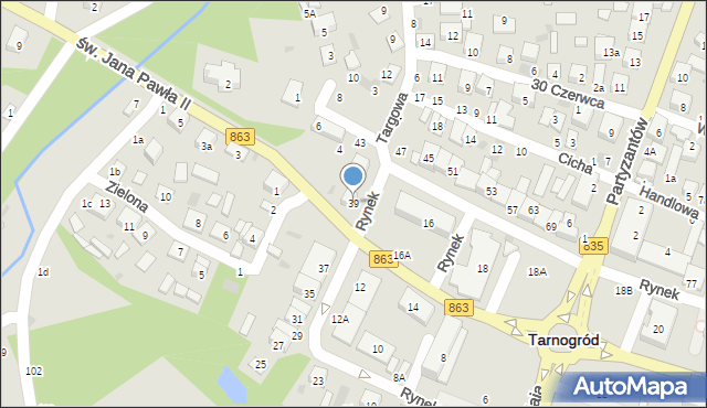 Tarnogród, Rynek, 39, mapa Tarnogród