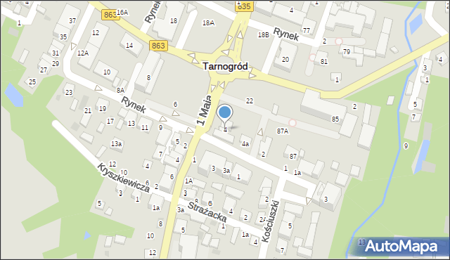 Tarnogród, Rynek, 4, mapa Tarnogród