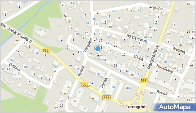 Tarnogród, Rynek, 45, mapa Tarnogród