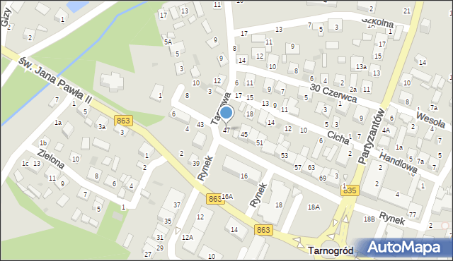 Tarnogród, Rynek, 47, mapa Tarnogród