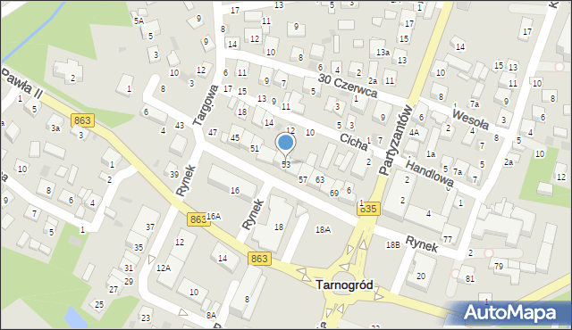 Tarnogród, Rynek, 53, mapa Tarnogród