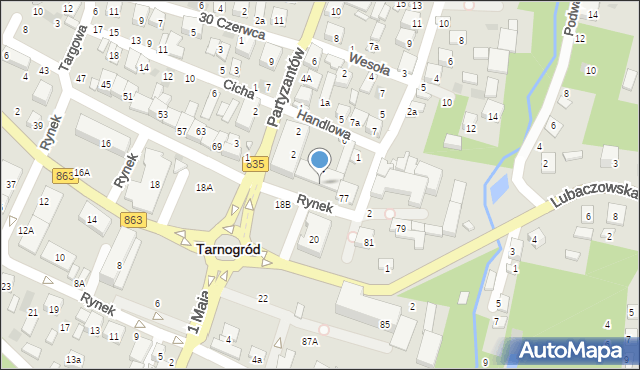 Tarnogród, Rynek, 75, mapa Tarnogród