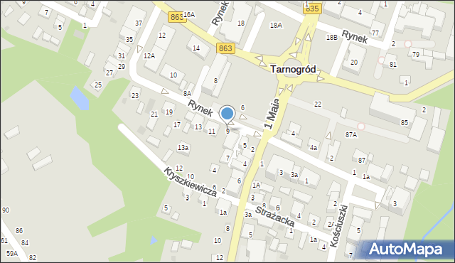 Tarnogród, Rynek, 9, mapa Tarnogród