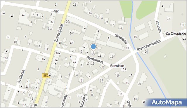 Tomaszów Lubelski, Rymarska, 11, mapa Tomaszów Lubelski