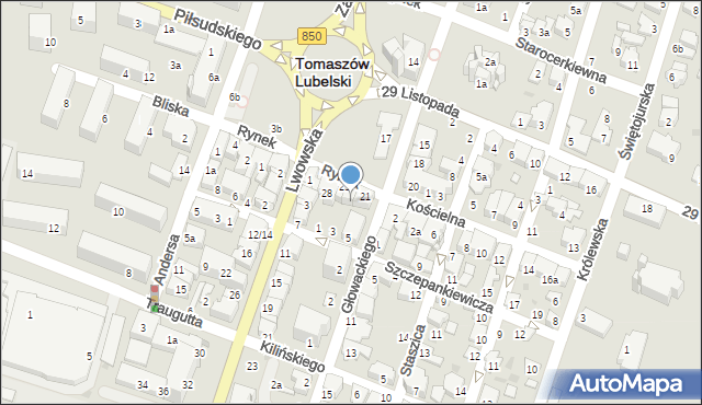 Tomaszów Lubelski, Rynek, 26, mapa Tomaszów Lubelski