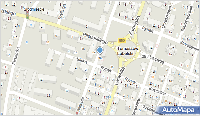 Tomaszów Lubelski, Rynek, 6b, mapa Tomaszów Lubelski