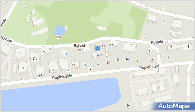 Toruń, Rybaki, 15, mapa Torunia
