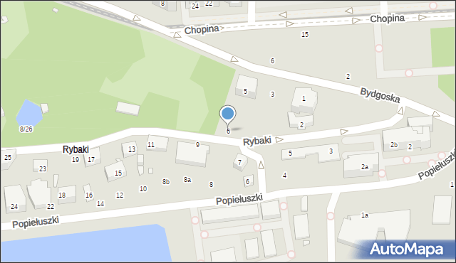 Toruń, Rybaki, 6, mapa Torunia