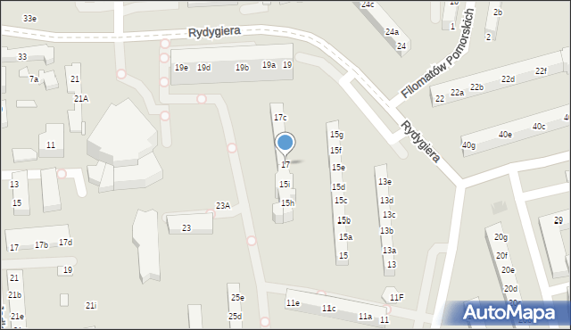 Toruń, Rydygiera Ludwika, 17, mapa Torunia
