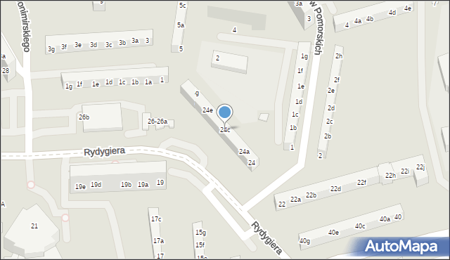 Toruń, Rydygiera Ludwika, 24c, mapa Torunia