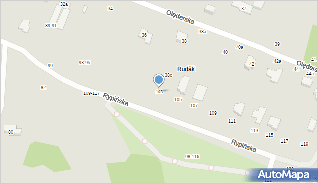 Toruń, Rypińska, 103, mapa Torunia