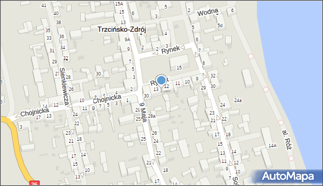 Trzcińsko-Zdrój, Rynek, 13A, mapa Trzcińsko-Zdrój