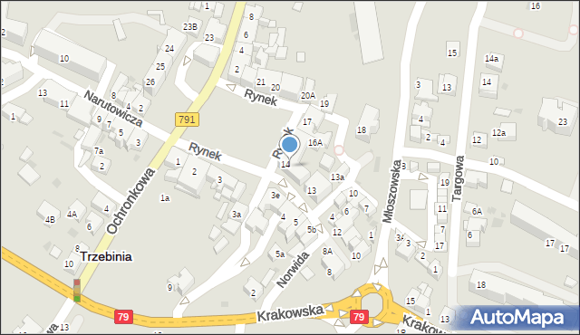 Trzebinia, Rynek, 14/15, mapa Trzebinia