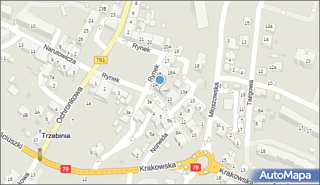 Trzebinia, Rynek, 14a, mapa Trzebinia