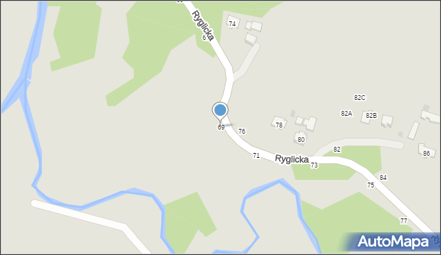Tuchów, Ryglicka, 69, mapa Tuchów