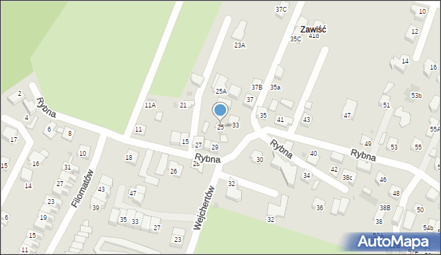 Tychy, Rybna, 25, mapa Tychów